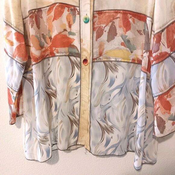Vintage Concept XL Art-To-Wear Patchwork Blouse Tunic Abstract Floral Print... - Picture 5 of 14
